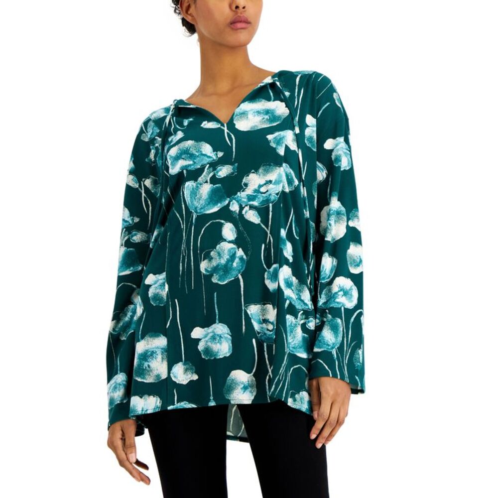 Alfani Printed Split Neck Tunic